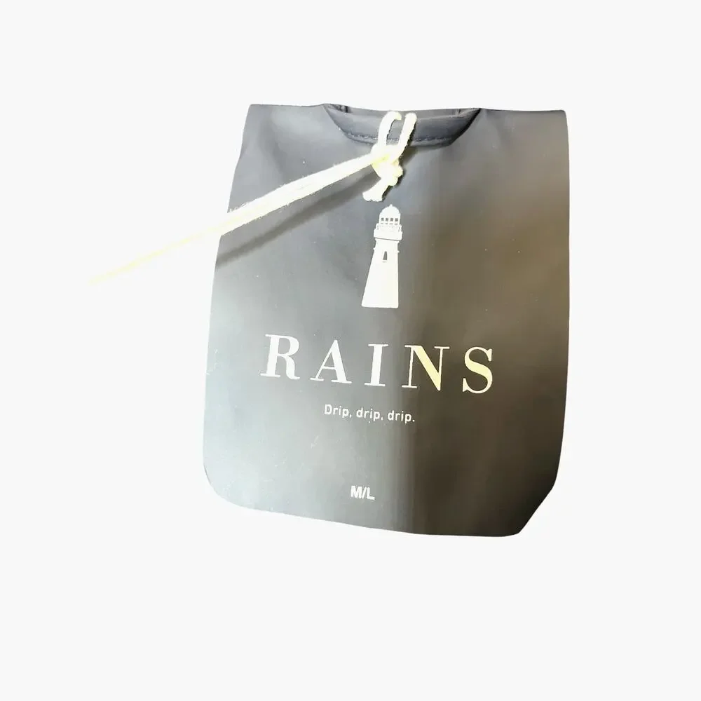 Rains Button Down Hooded Rain Black Jacket Unisex M/L